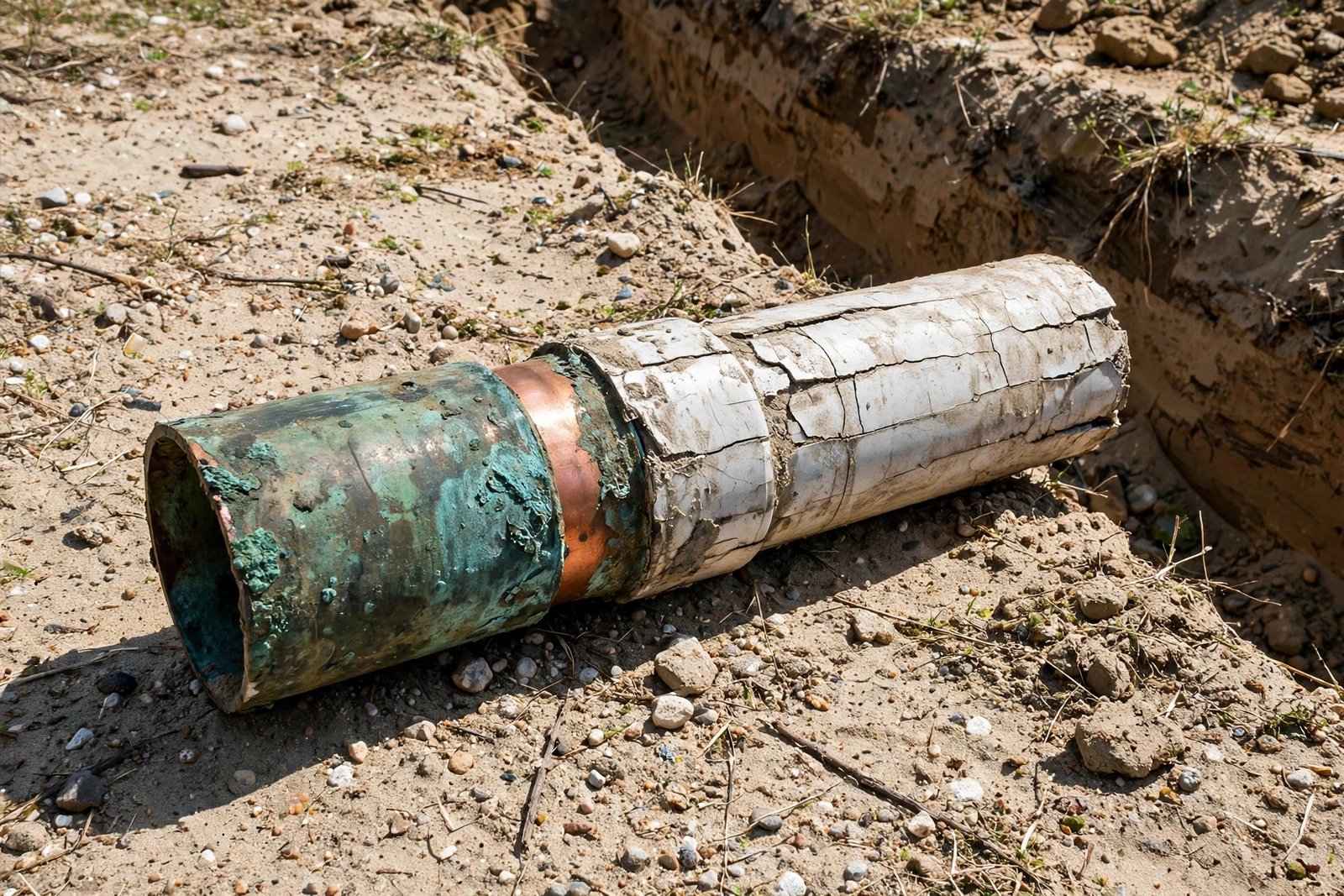 Corroded pipe section cut out before repair in Cathedral City