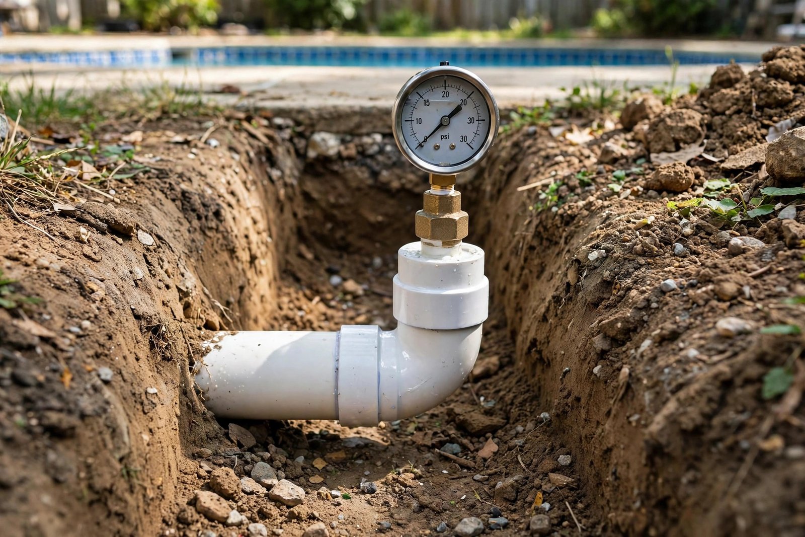 New pipe joint fitted and pressure tested after repair in Cathedral City