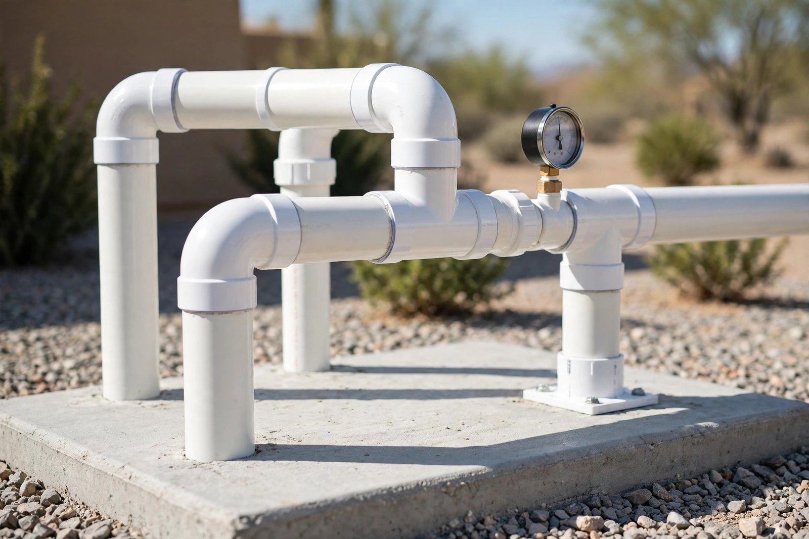 New pipe run pressure tested after repair in Cathedral City