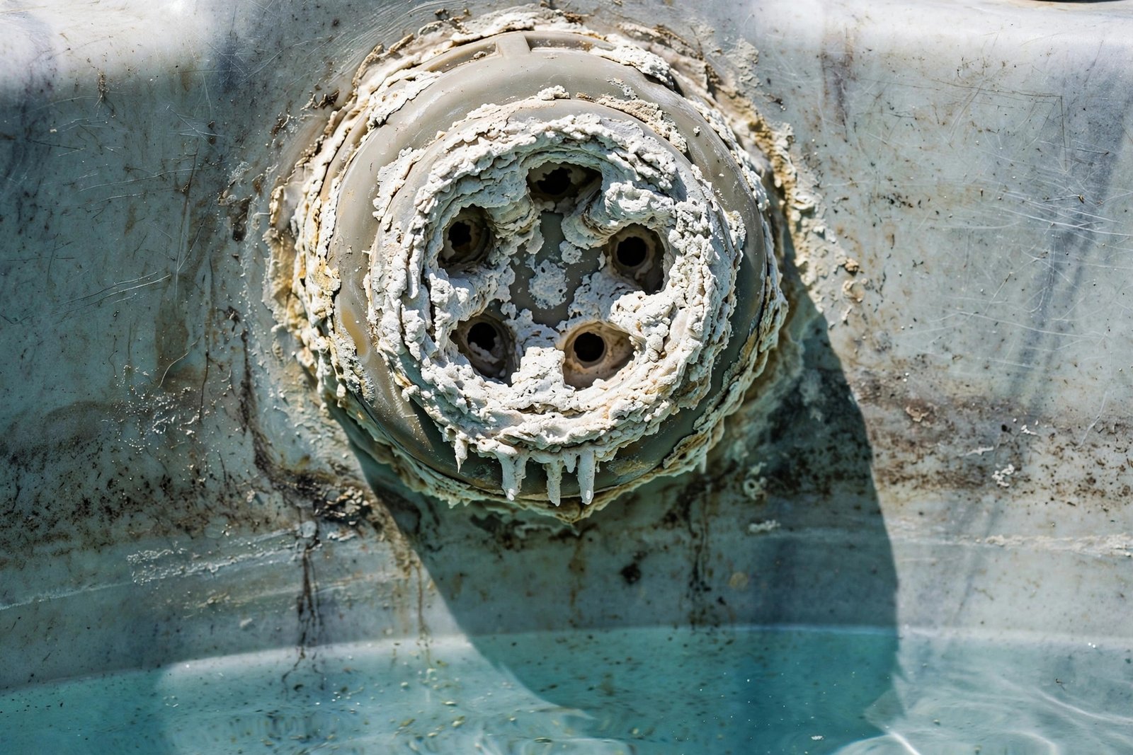 Old crusted spa jet before repair in Cathedral City