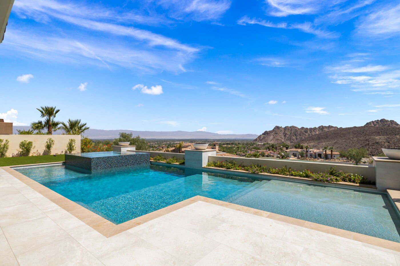 Pool with a wide valley view during pool leak detection in the Panorama Area