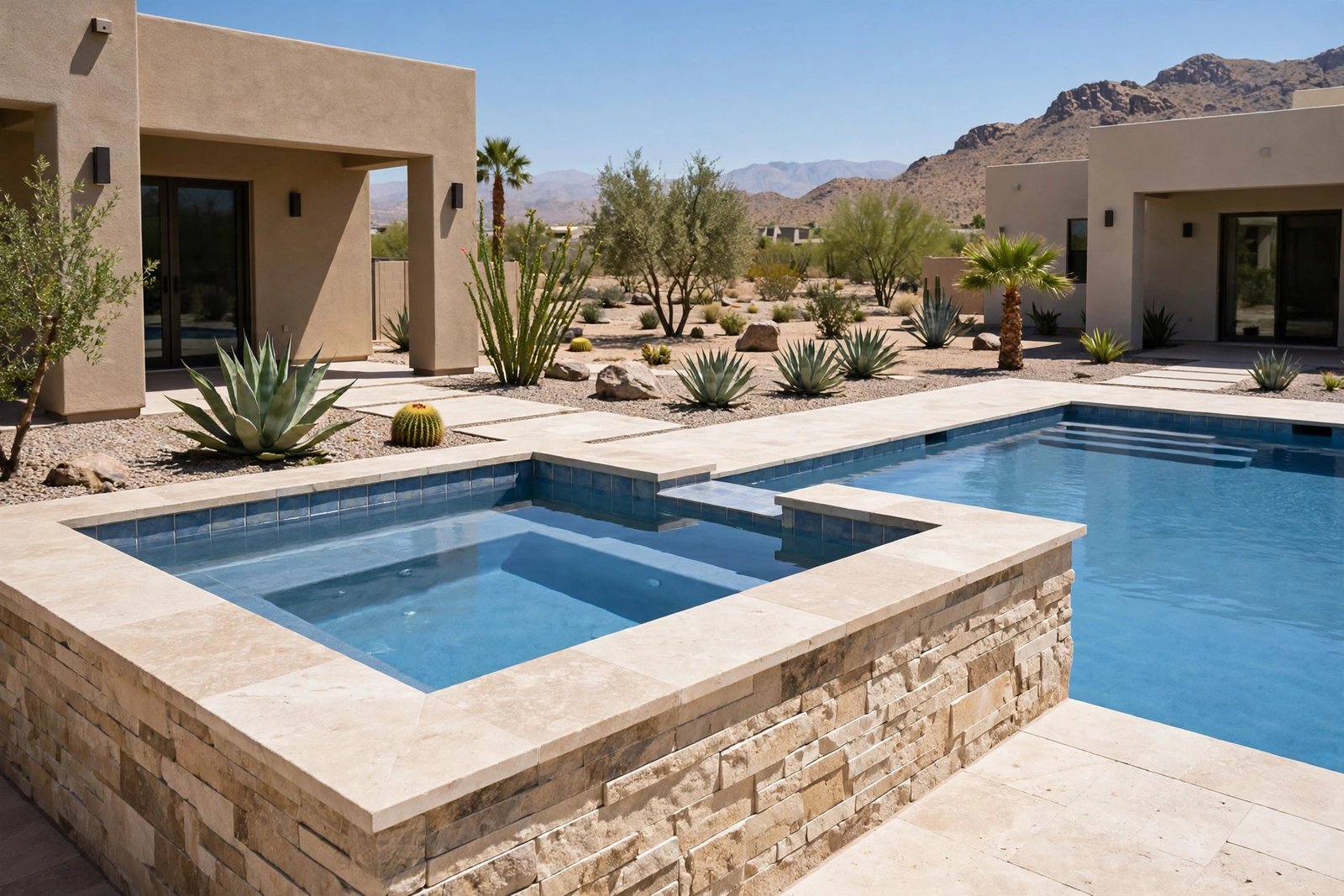Raised spa full to the tile line after repair in Cathedral City