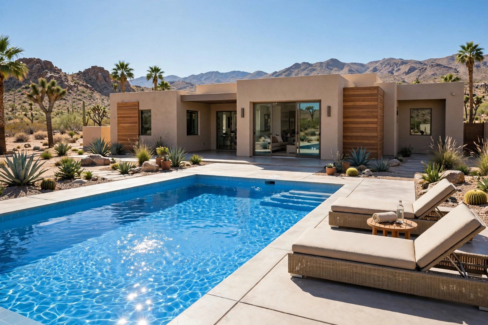 Staged pool at a home for sale in Cathedral City